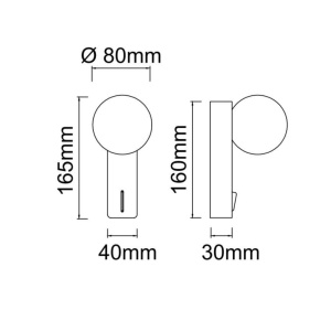 Aplica de perete baie, metal negru cu glob de sticla alba Boletta IP44 - Img 5