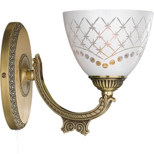 Aplica de perete clasic design italian din alama, sticla 7052 RA-A. 7052/1 102318 universul-luminii.ro