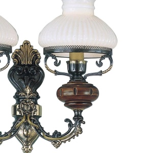 Aplica de perete cu 2 brate design italian din alama cu lemn 620 105578 universul-luminii.ro