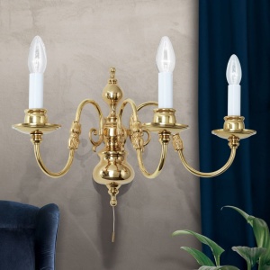 Aplica de perete cu 3 brate design clasic FLAMISCH, alama lucioasa 241398 universul-luminii.ro