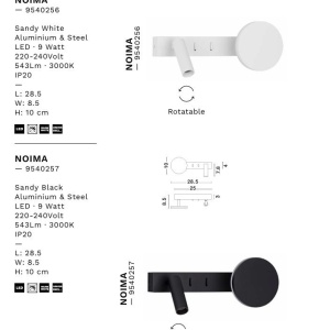 Aplica de perete cu reader LED ideala dormitor Noima negru 238068 universul-luminii.ro
