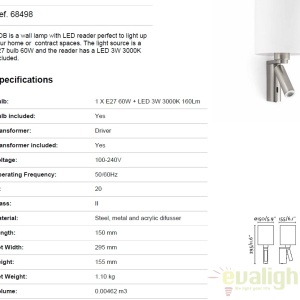 Aplica de perete cu reader LED ROB nickel 68498 47628 universul-luminii.ro