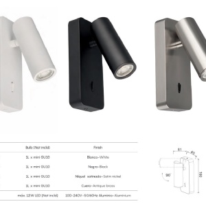 Aplica de perete cu reader Mini GU10 NOTTE nickel satinat - Img 2