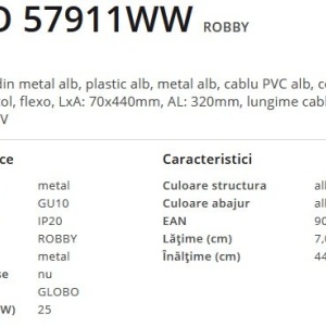Aplica de perete cu spot directionabil design modern Robby alb - Img 4