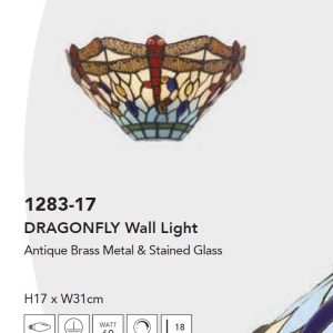 Aplica de perete cu sticla tiffany Dragonfly 223158 universul-luminii.ro