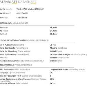 Aplica de perete design clasic LA BOHEME 3L, argintiu antic - Img 2