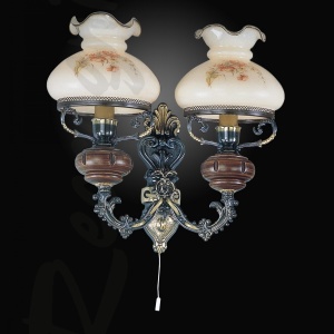 Aplica de perete design italian din alama cu lemn 624 105608 universul-luminii.ro