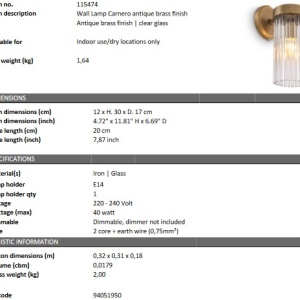 Aplica de perete design LUX Carnero, alama antica 115474 HZ 201028 universul-luminii.ro