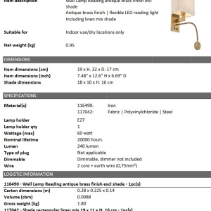 Aplica de perete design LUX Reading 115788 universul-luminii.ro