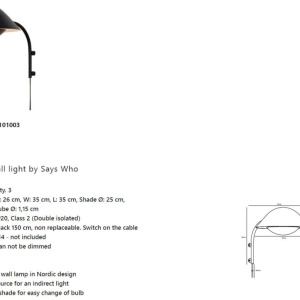 Aplica de perete design modern Freya negru 115248 universul-luminii.ro