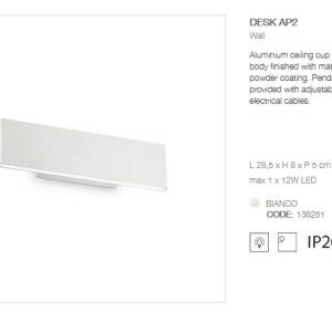 Aplica de perete design modern LED DESK AP2 BIANCO 138251 - Img 3