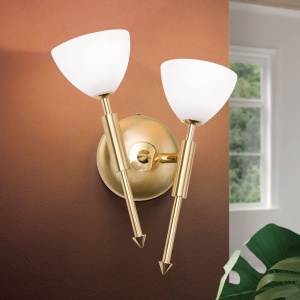 Aplica de perete design modern OPALDESIGN 2L dreapta, auriu mat - Img 1