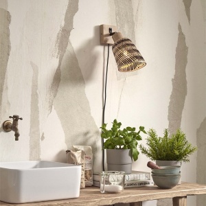 Aplica de perete eco din bambus Java nat/15x17, bl./nat - Img 9