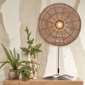 Aplica de perete eco din ratan Tanami disc L, nat 213738 universul-luminii.ro