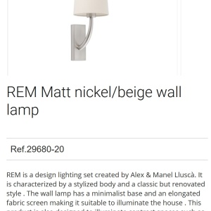 Aplica de perete eleganta design clasic REM nickel/bej 91758 universul-luminii.ro
