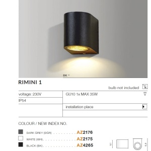 Aplica de perete exterior ambientala IP54 RIMINI 1 negru 97168 universul-luminii.ro