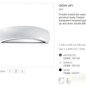 Aplica de perete exterior, cu iluminat up-and-down, IP54, GIOVE AP1 BIANCO 092195 66818 universul-luminii.ro