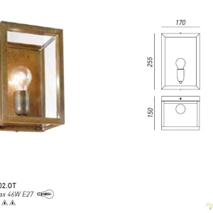 Aplica de perete exterior cu protectie IP55, Quadro 262.02.OT 50128 universul-luminii.ro
