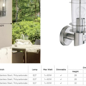 Aplica de perete exterior cu senzor de miscare Outdoor 6211 SRT 185498 universul-luminii.ro