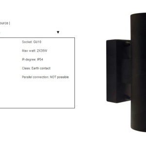 Aplica de perete exterior dubla, IP54 Tin negru 21279903 NL 60698 universul-luminii.ro