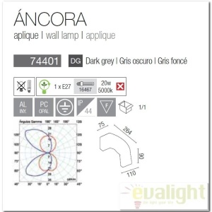 Aplica de perete exterior IP44 Ancora 74401 47578 universul-luminii.ro