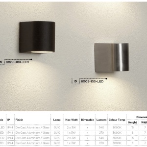 Aplica de perete exterior IP44 Down 8008-1BK-LED SRT 75078 universul-luminii.ro