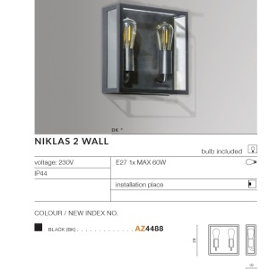 Aplica de perete exterior IP44 NIKLAS 2 97228 universul-luminii.ro