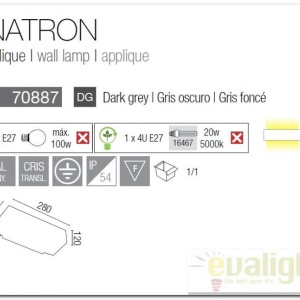 Aplica de perete exterior IP54 Natron 70887 47608 universul-luminii.ro