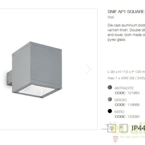 Aplica de perete exterior SNIF AP1 SQUARE GRIGIO 118666 57198 universul-luminii.ro
