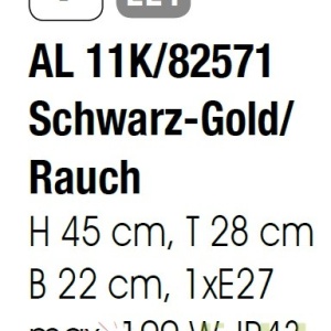 Aplica de perete exterior stil clasic IP43 Puchberg AL 11K/82571 schwarz-gold/rauch OR 47438 universul-luminii.ro