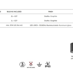 Aplica de perete iluminat exterior ambiental IP65 VOLCANO 2L 215908 universul-luminii.ro
