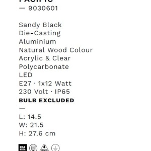 Aplica de perete iluminat exterior decorativ IP65 PACIFIC 229598 universul-luminii.ro