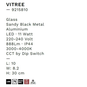 Aplica de perete LED baie IP44 VITREE negru - Img 8