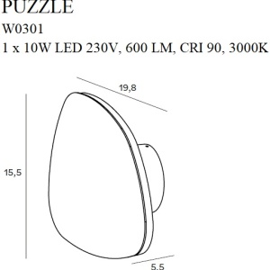 Aplica de perete LED cu lumina ambientala PUZZLE M alb W0301 MX - Img 3