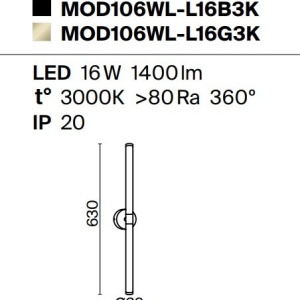 Aplica de perete LED design high-tech minimalist Axis auriu 212168 universul-luminii.ro