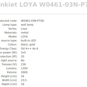 Aplica de perete LED design minimalist LOYA, negru/ auriu - Img 2