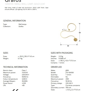 Aplica de perete LED design modern decorativ Grafos auriu SV-227131 - Img 3