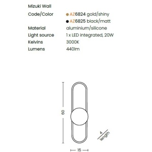 Aplica de perete LED design modern MIZUKI negru - Img 3