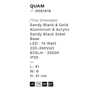 Aplica de perete LED design modern QUAM negru, auriu - Img 7