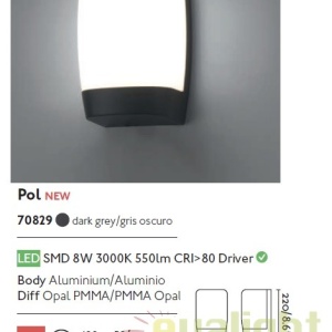Aplica de perete LED exterior IP54 stil modern POL 70829 48618 universul-luminii.ro