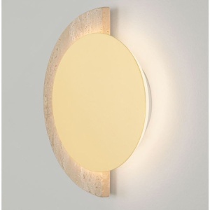Aplica de perete LED metal auriu si travertin MOLLI 17cm - Img 3
