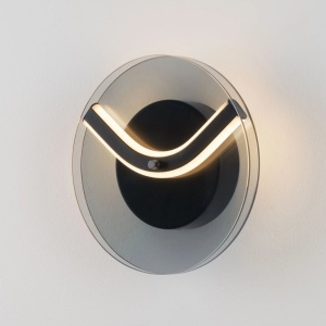 Aplica de perete LED metal negru cu sticla fumurie, HALLEY - Img 7
