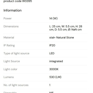 Aplica de perete LED, Travertin, Natur, Travertino 14W 168208 universul-luminii.ro