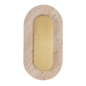 Aplica de perete LED, Travertin, Natur, Travertino Oval auriu