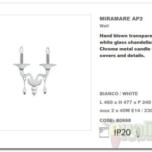 Aplica de perete LUX fabricat manual MIRAMARE AP2 080888 49368 universul-luminii.ro