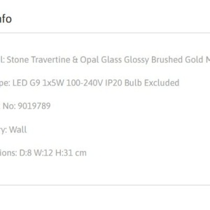 Aplica de perete Metal, Auriu, Travertin, Sticla, FILOMENA 245458 universul-luminii.ro