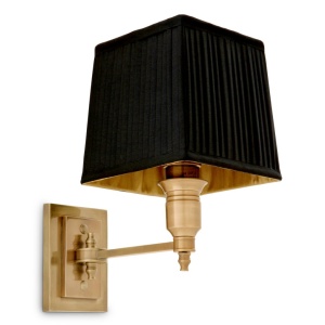 Aplica de perete moderna LUX, finisaj brass cu abajur negru, Lexington Single 108633 HZ