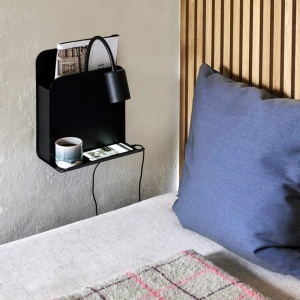 Aplica de perete, mufa USB, design modern ROOMI negru 2112551003 NL 197178 universul-luminii.ro