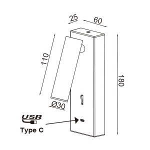 Aplica de perete, Mufa USB, LED, Tarifa III negru MA-8985 171788 universul-luminii.ro