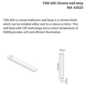 Aplica de perete / oglinda baie IP44 TIDE 600, crom 160888 universul-luminii.ro